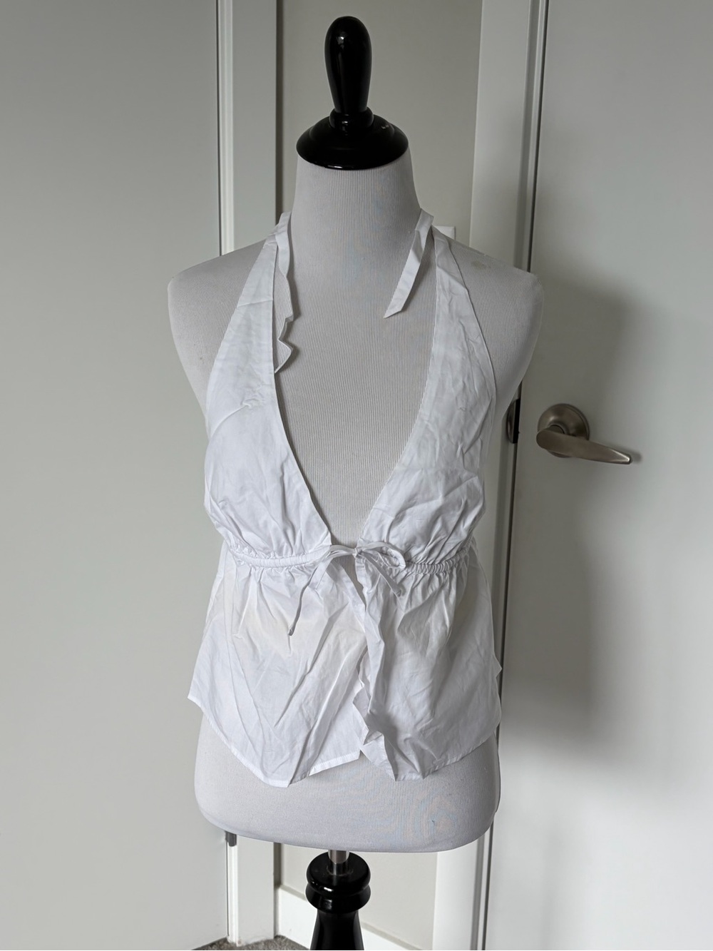 Aritzia White Halter Tie-Front Women's Top